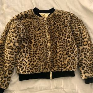 Girls reversible leopard/gold coat